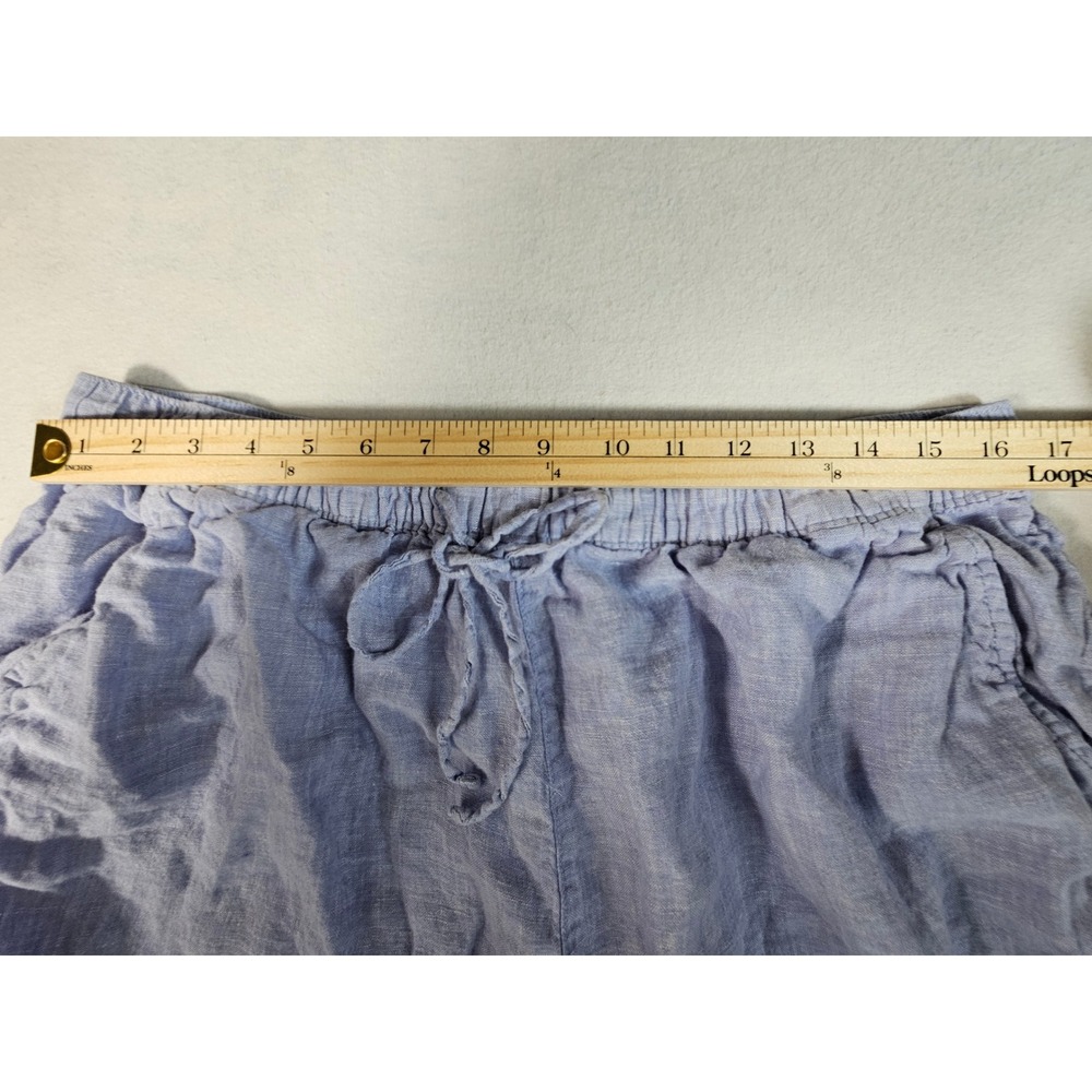 Tahari Womens 1X Light Blue 100% Linen Drawstring Elastic Waist Shorts Plus Size - Picture 6 of 8